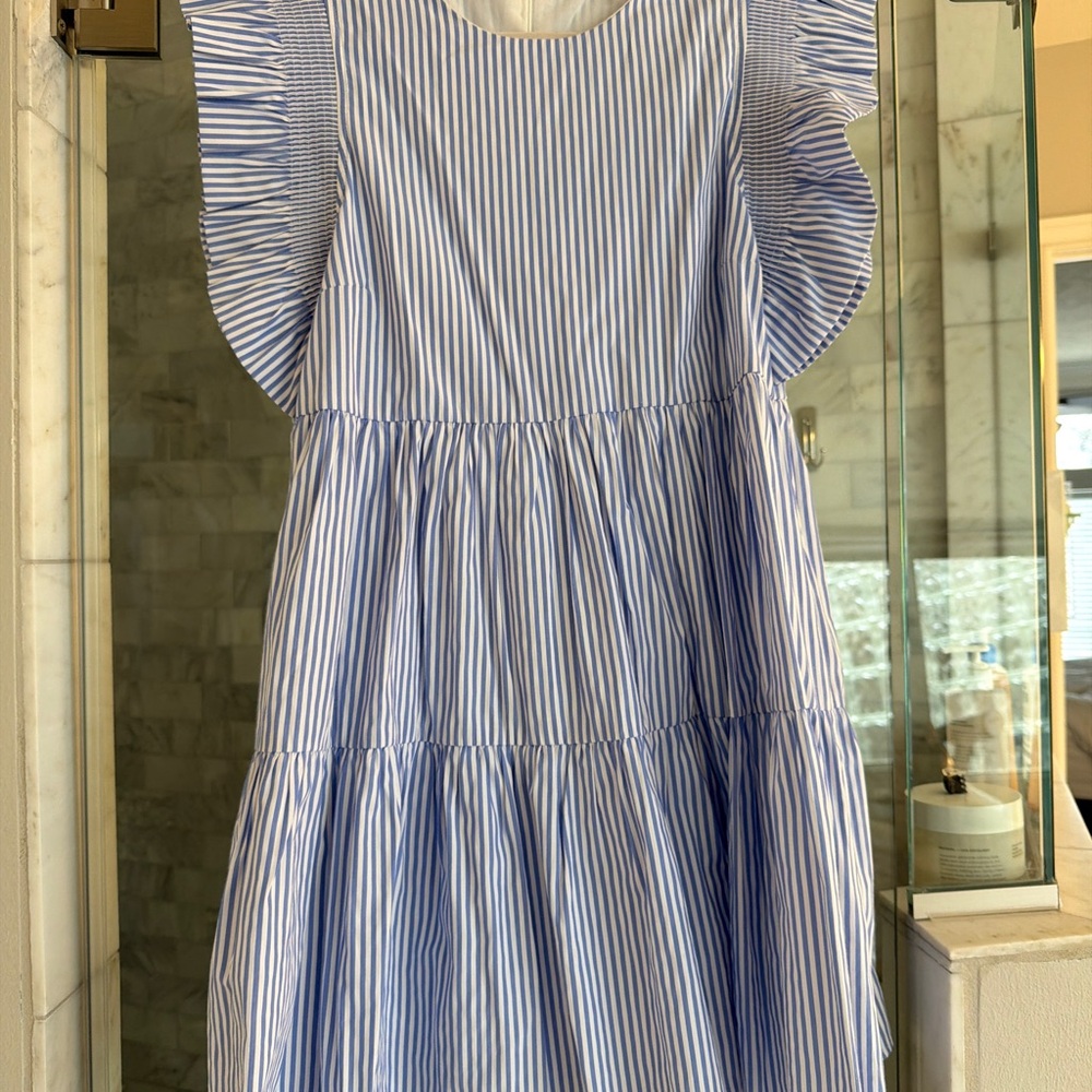 English Factory Blue Striped Mini Dress